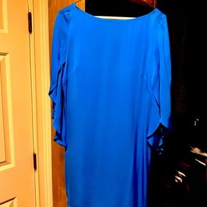 Rich blue dress with wing sleeves